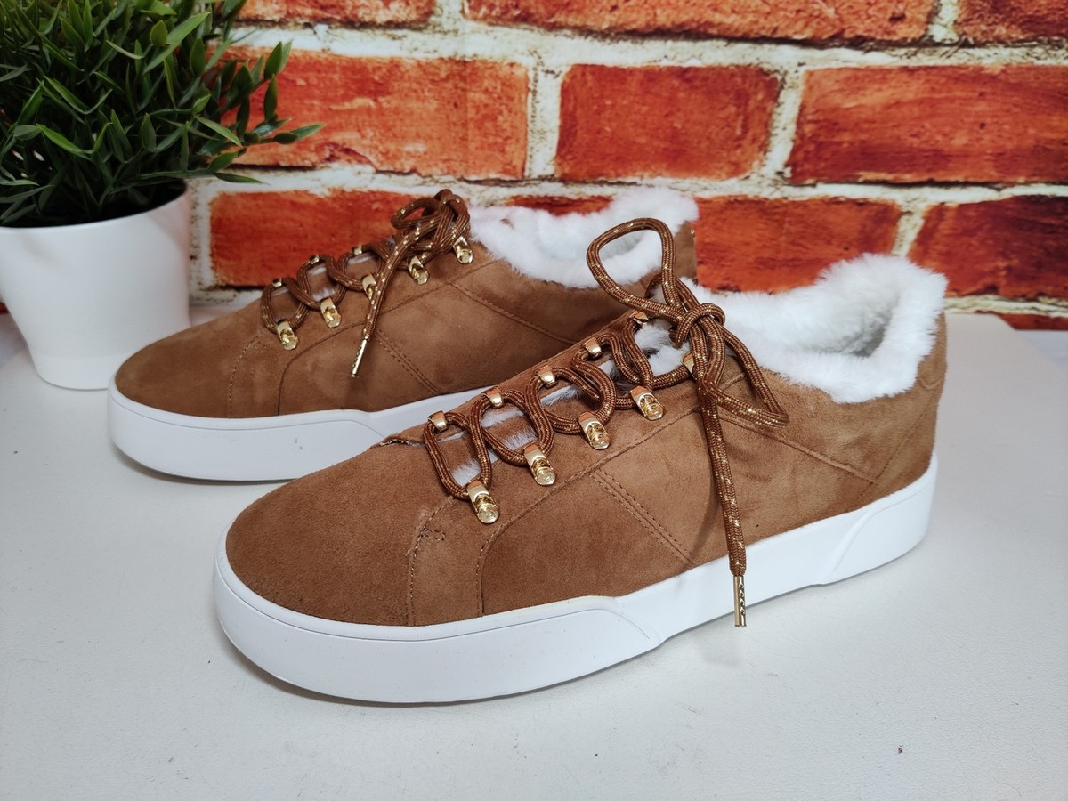 BNIB WOMENS DUNE LONDON ELSIE FUR UK EU 41 CAMEL BROWN SUEDE