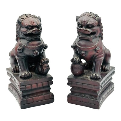 Pair Of Asian FOO DOG 6.5'' Statues Japan Blue Komainu Lions ANDREA BY SADEK