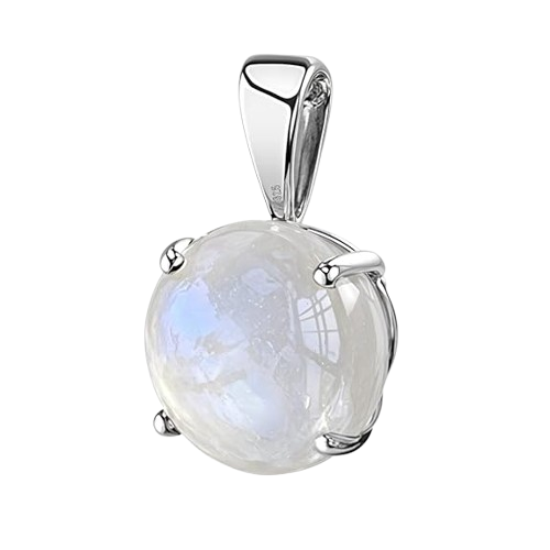 925 Sterling Silver Moonstone Solitaire Pendant Necklace 8mm Locket