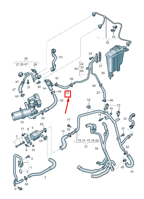 Tuyau de liquide de refroidissement moteur Audi A4 Avant B8 04L122157H