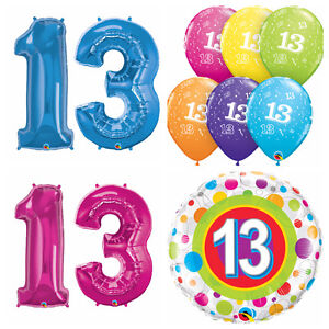 13 Ans Joyeux 13th Anniversaire Qualatex Ballons Helium Fete Ballons Garcon Fille Ebay