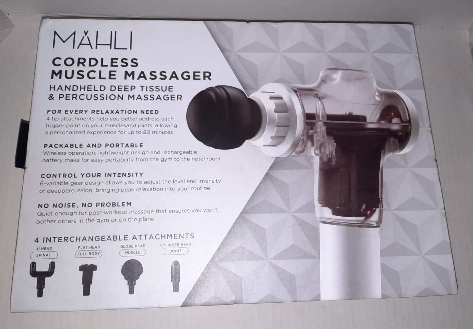 MAHLI Cordless Handheld Muscle Massager Translucent Series MDM3005CLRW
