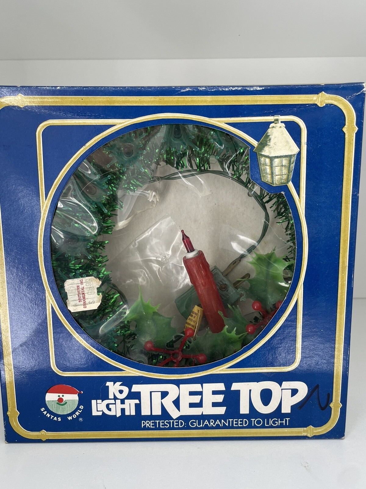 VTG 16light Christmas Wreath with Candle Tree Topper in orignial box