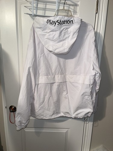 H&M Divided Playstation Windbreaker Jacket Mens XS White 1/2 Zip Pullover Hooded - Picture 5 of 5
