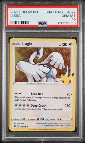 2021 POKEMON CELEBRATIONS #022 LUGIA PSA 10