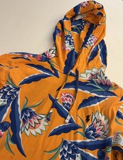 Polo Ralph Lauren Mens M Orange Floral Lightweight Hoodie Pullover Shirt