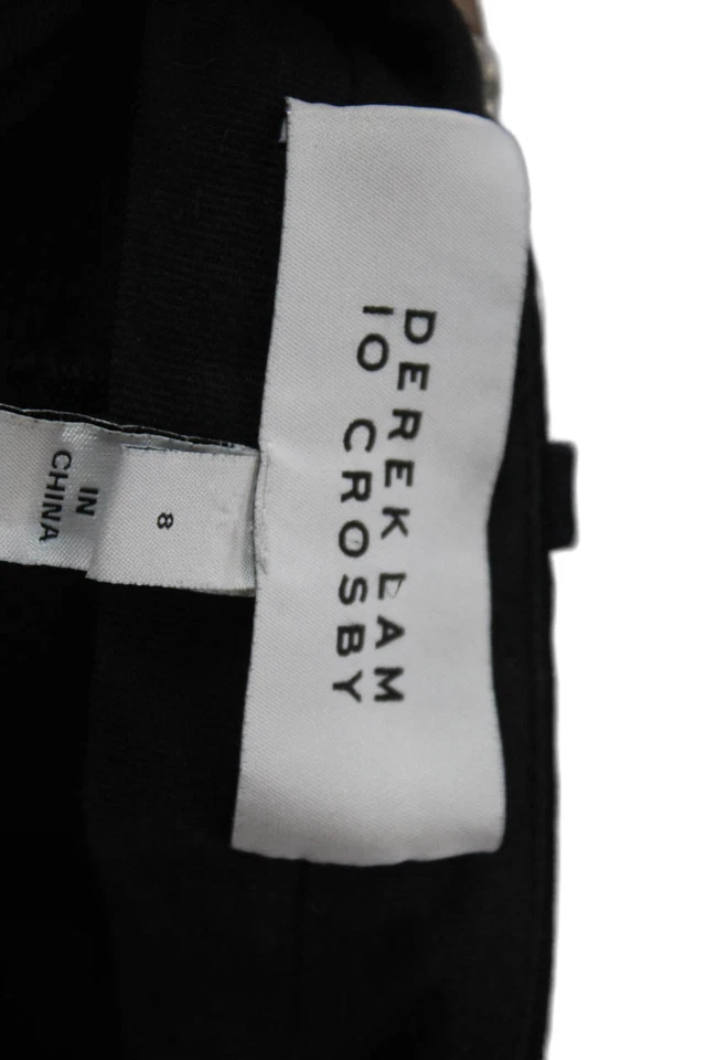 10 Pantalones Crosby Derek Lam Mujer Tiro Alto Pierna Recta Negro Algodón Talla 8 Foto 4 de 4