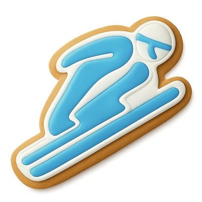 Ski Jumping Silhouette Cookie Cutter & Stamp, Fondant & Clay - 4x2.4