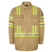 Men FR Shirt 7.5oz Welding 100 Cotton HiVis Flame Resistant KhakiZRWD XL