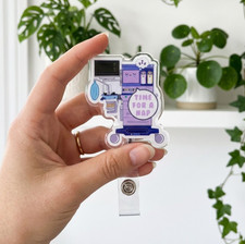 Cute Nurse Badge Reel "Time for a Nap" Retractable ID Holder Medical