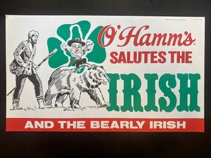 Hamm's Beer Sign 1970s Advertising Bar Display O’Hamm’s Salute The Irish NOS