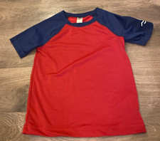 Oshkosh Rash guard SS swim shirt Red blue w white Shark fin  waves on sleeve 7