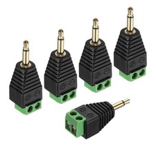 5Pcs 3.5mm TS Mono Male to 2 Pin Screw Terminal, Solderless AUX Balun Adapter