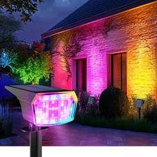 Color Changing Solar Spot Lights Outdoor, 9 Lighting Modes 2 Pack, Multicolor