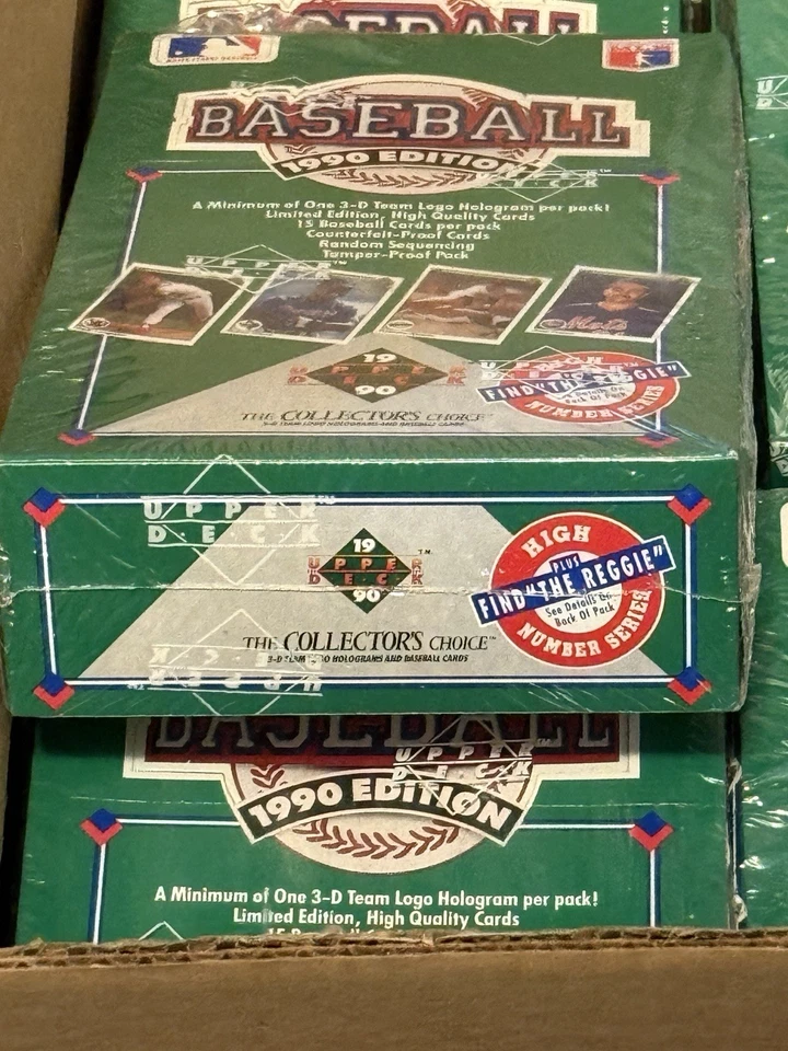 1990 cubierta superior béisbol serie alta caja de cera "Encuentra al Reggie" - sellado de fábrica Foto 4 de 4