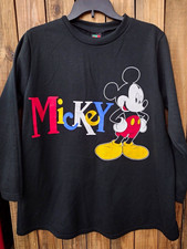 Vintage Mickey Mouse Disney Graphic Logo Crew Neck Fleece Sweatshirt S