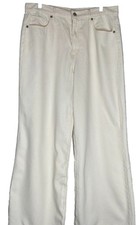LOFT Wide Leg Cropped Jeans Ivory Cotton Denim Size 12