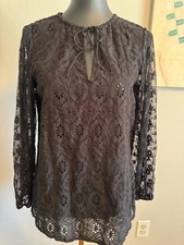ALICE + OLIVIA Carroll Black Lace Eyelet Blouse Tunic - Sz Small Wore Twice EUC!