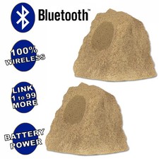 Theater Solutions Wireless 120W Rechargeable Bluetooth Rock Speaker Pair Sand