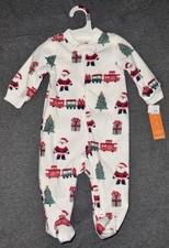 Carter  s Baby Girl Boy Santa Train Fleece Sleep Sleeper One-Piece 6m TB