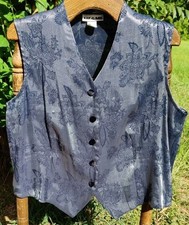 VTG Liz Vest Shimmery Embossed Flowers Nylon Blend (Women's 20) Made in USA