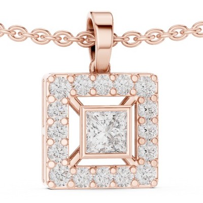 Certified VVS1 Lab Grown Diamond Cluster Infinity Promise Pendant 14k Gold Over