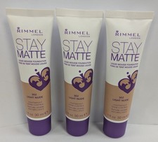 LOT OF 3 RIMMEL STAY MATTE LIQUID MOUSSE FOUNDATION 302 LIGHT NUDE 1fl oz EACH