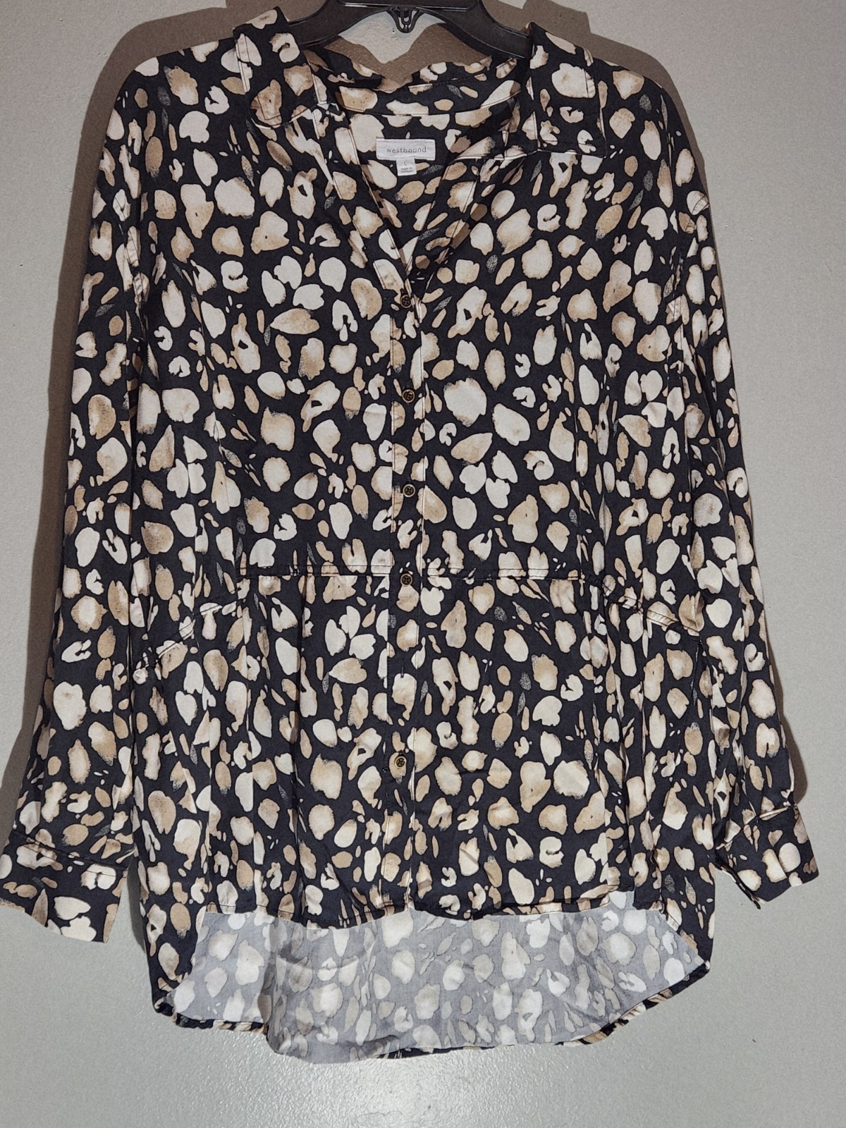 Westbound  Leopard Print Button Down Shirt Size  … - image 1