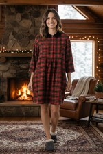 Victorias Secret VTG Country Nightgown Plaid Cotton Velvet Christmas Sz M NEW