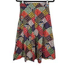 Vintage 70s S Handmade Patchwork Full Skirt Boho Hippie Western Cottage