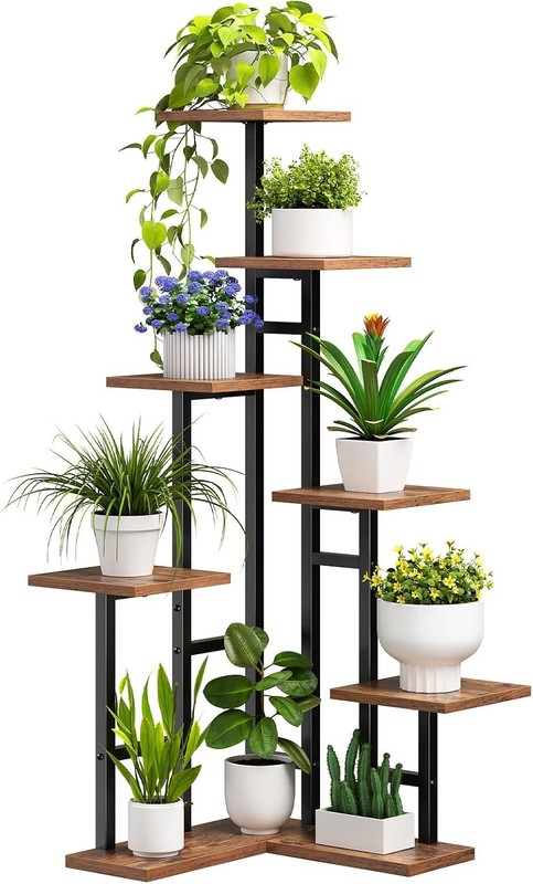 Corner Plant Stand Indoor 7-Tier Shelf for Multiple Plants Rack Organizer Square