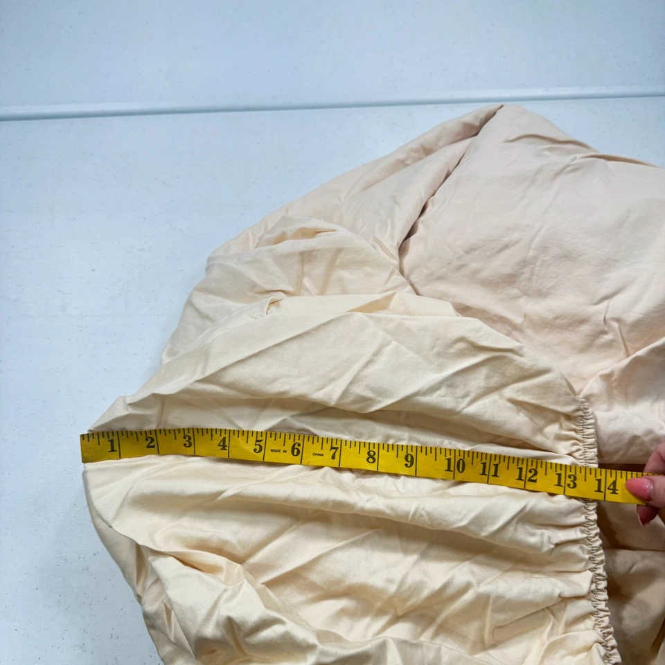 Sábana bajera calvin klein queen beige macizo 100% algodón peinado tonos neutros Foto 2 de 4