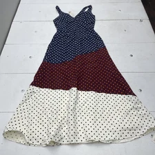 Gabriela Hearst Dress Womens 36 Blue Red Polka Dot Silk Wool Maxi Italy