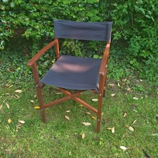 Vintage IKEA Folding Safari / Director Chairs Wooden Frame & Black Canvas