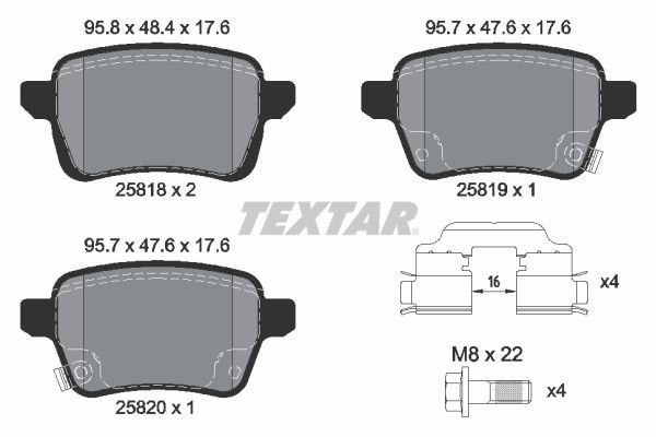 Bremsbelagsatz Scheibenbremse Hinten Textar 2581802 Passend FÜR Fiat BremsbelÄGe-image