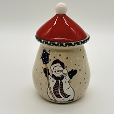 1998 Home & Garden Party “Snowman” Stoneware Bean/pot Canister Made In The USA