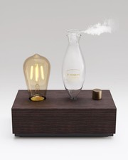Glass Essential Oil Diffuser with Natural Wood Base | Waterless Aromatherapy Neb