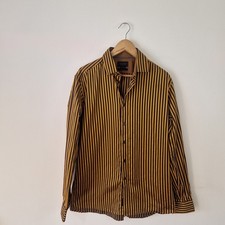 Duchamp Striped Shirt Yellow Gold 100 Cotton 16.5 Inches Tailored Party