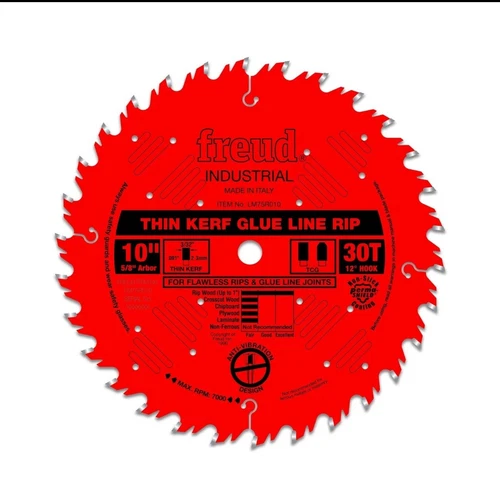Freud LM75R010: 10" Industrial Thin Kerf Glue Line Ripping Blade, Carbide