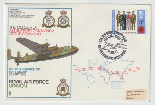 31/8/1972 UK GB Flown Cover - Air Support Command Last Global Flight RAF Upavon