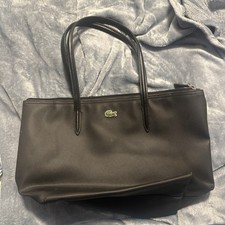 Borsa donna Lacoste nera con zip grande da viaggio a tracolla