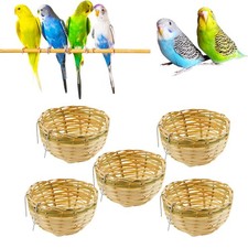 5 Pack Bird Bamboo Nest, Handwoven Natural Bird Cage House Hatching Breeding ...