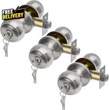 3 Pack Keyed Alike Entry Door Knob Exterior Door Lock with Same Keys in Solid...