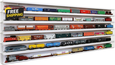 HO Scale Model Train Display Case Wall Rack 6 Shelves Storage Organizer