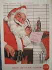 ORIGINAL Vintage Coca Cola 1957 Christmas  Ad "SANTA'S FIREPLACE LIST FOR BOBBY