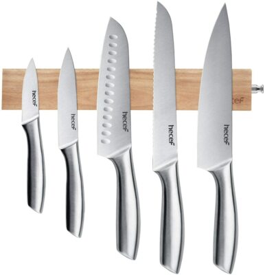 Küchenkinfe Set Edelstahl Kochmesser, 12in/6in Holz Magnetische Messerhalter