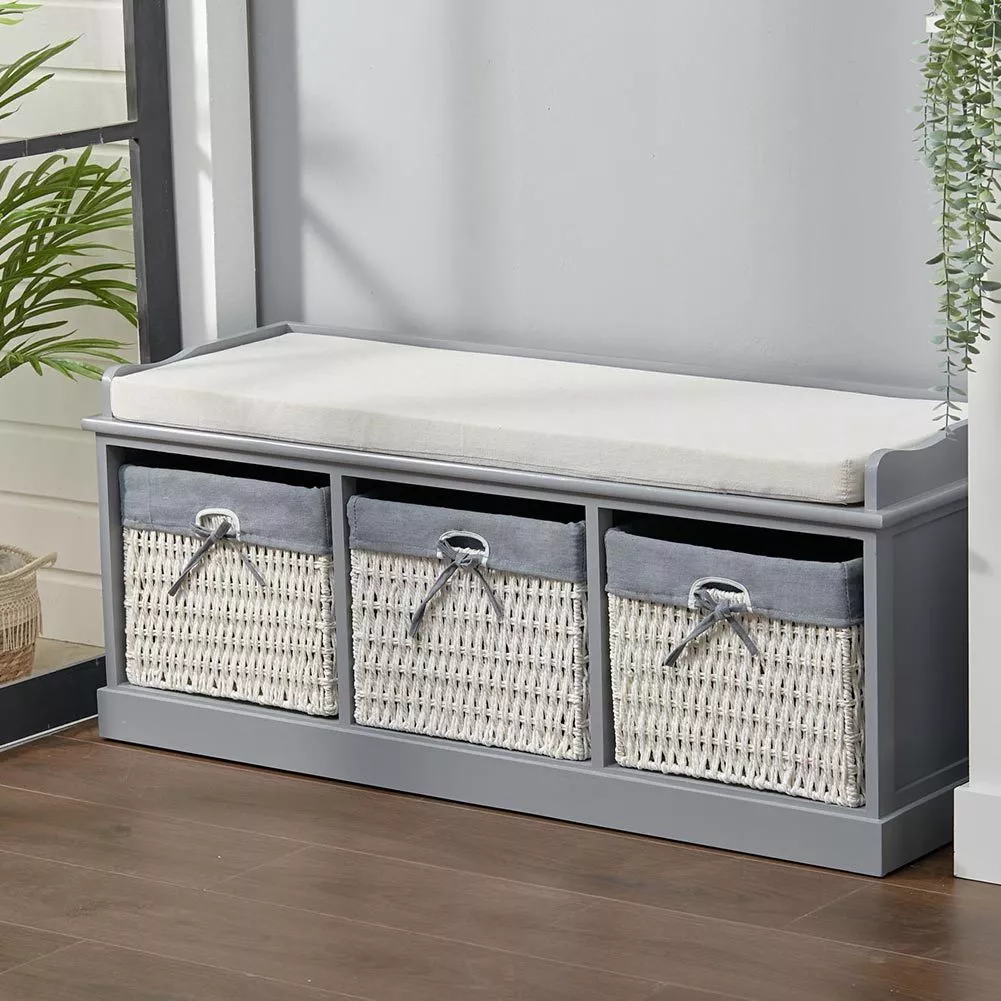 Wicker entryway bench deals