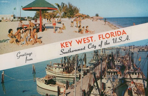 Key West Florida Southernmost City Chrome Vintage Post Card Tropical ...