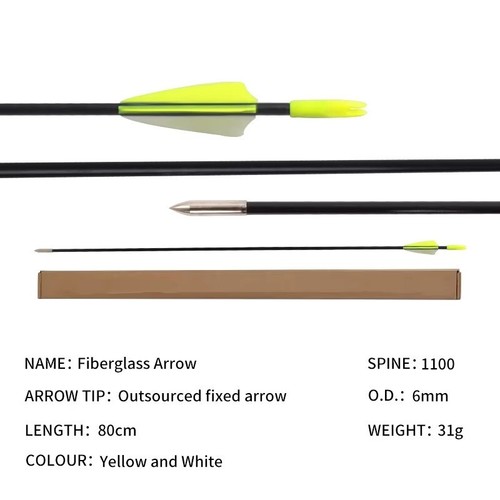 Archery 6mm 31 Inch Fiberglass Arrow Shafts Recurve Bow Outdoor Sports Beginner - Picture 14 of 34