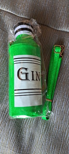 Bright lime green gin flask with matching strap. Never been used,